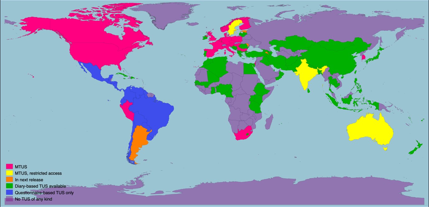 The figure illustrates the MTUS collection's global reach.